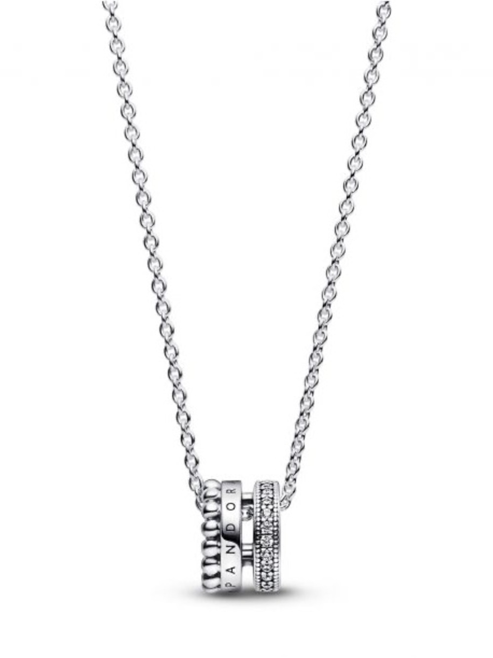 Pandora Sterling Silver Triple Ring Pendant Necklace - Silver